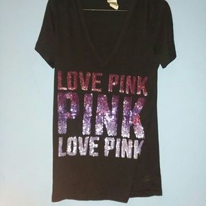 LOVE PINK V-NECK TEE